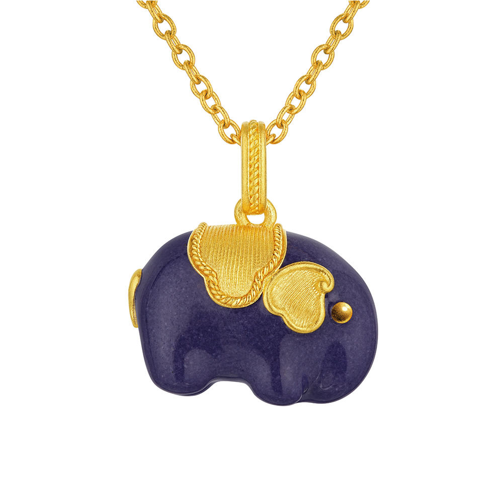 唐宮夜宴系列"唐彩墩墩吉象"黃金項鏈