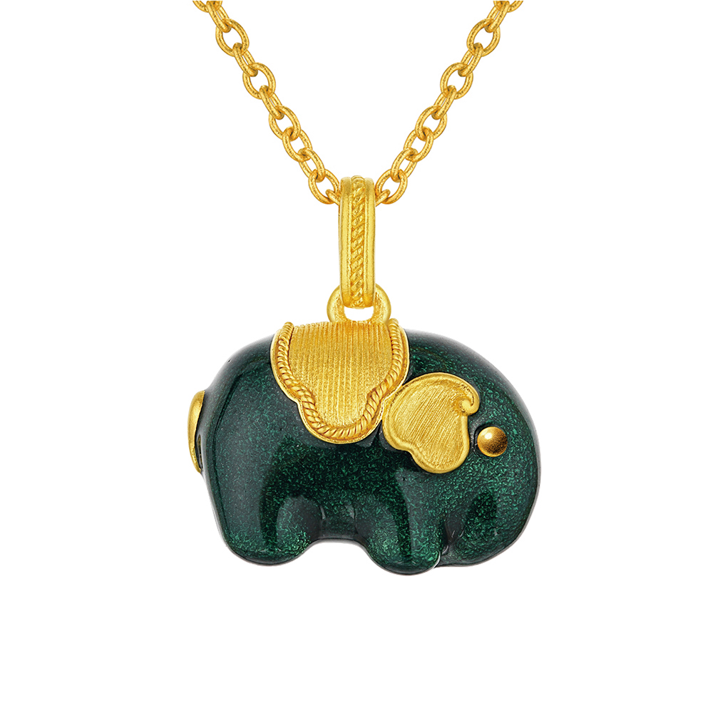 唐宮夜宴系列"唐彩墩墩吉象"黃金項鏈