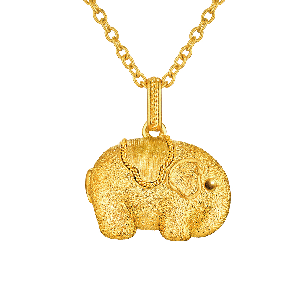 唐宮夜宴系列"唐彩墩墩吉象"黃金項鏈