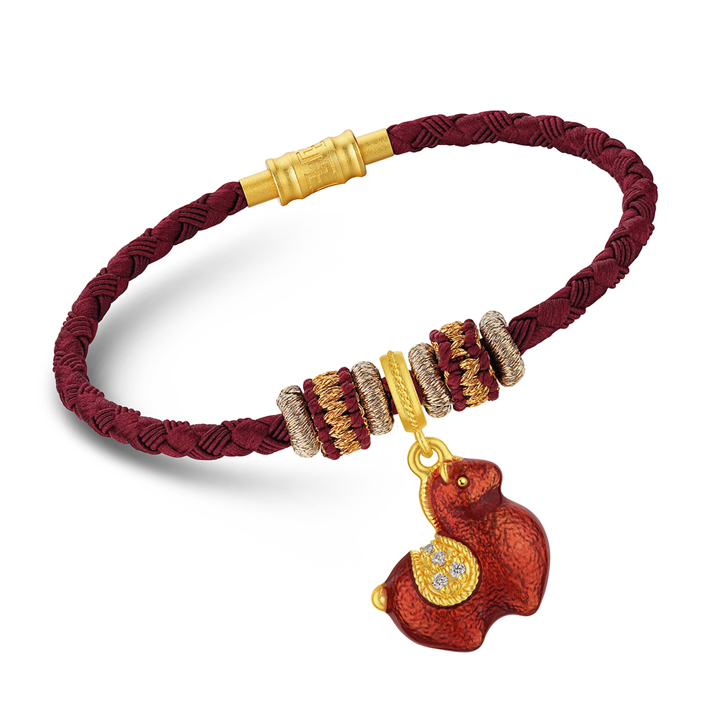 唐宮夜宴系列"唐彩墩墩馬"黃金鑽石串飾