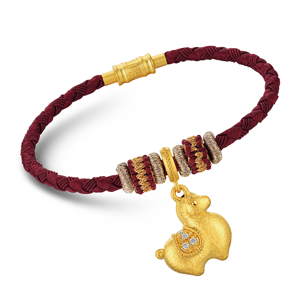 唐宮夜宴系列"唐彩墩墩馬"黃金鑽石串飾