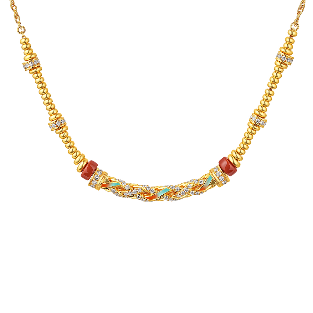 洛神水賦系列"洛驚鴻"黃金鑽石項鏈