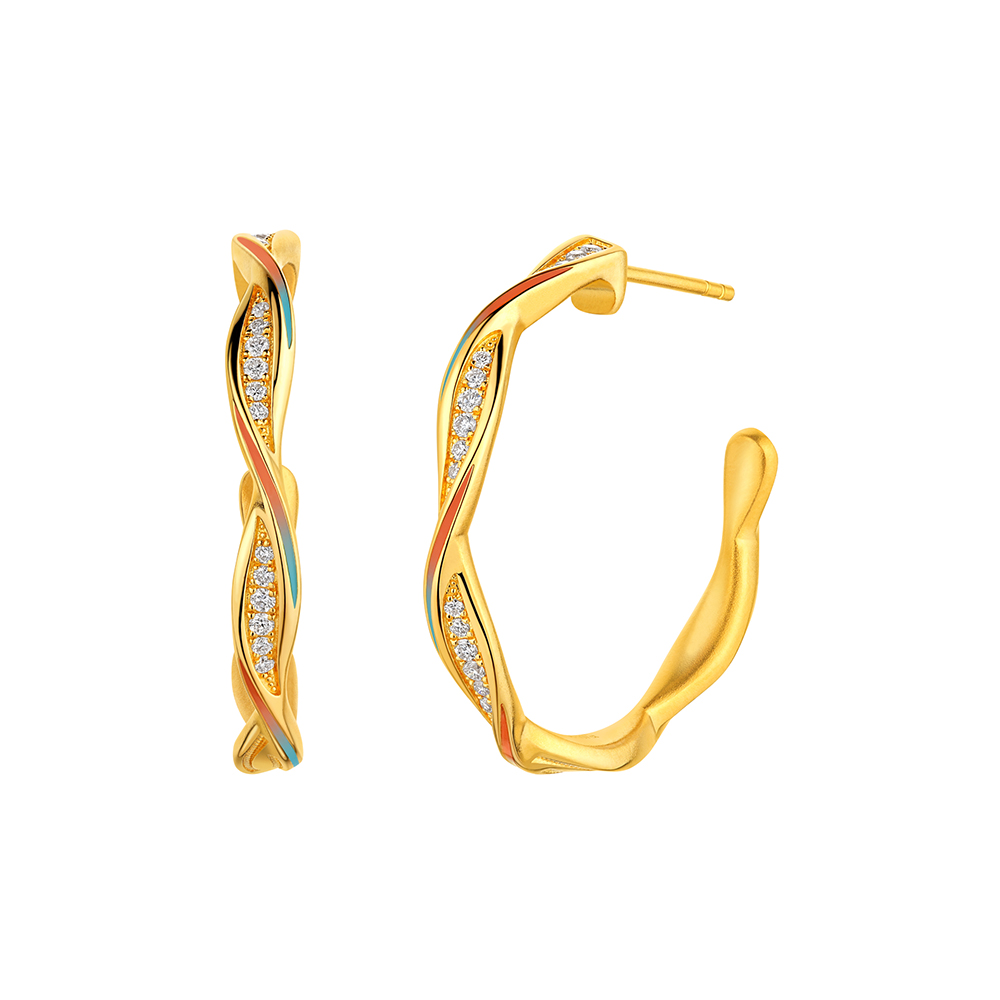 洛神水賦系列"洛彩環"黃金鑽石耳環