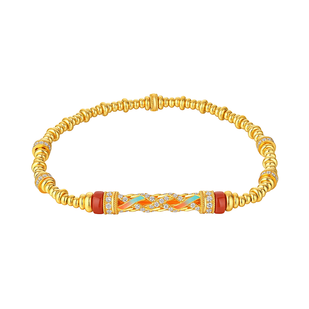 洛神水賦系列"洛驚鴻"黃金鑽石手鏈