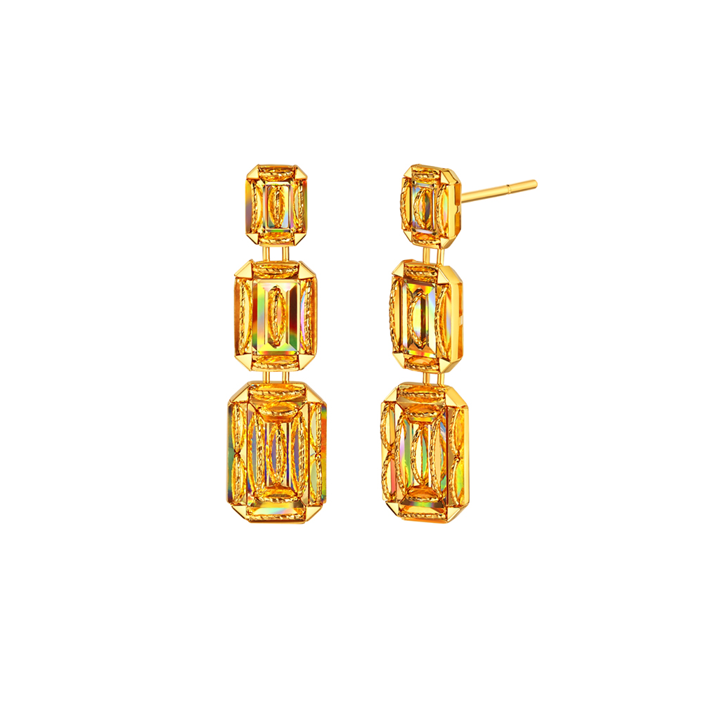 冰‧钻光影金系列"冰‧钻方糖"足金耳环(清雅款)