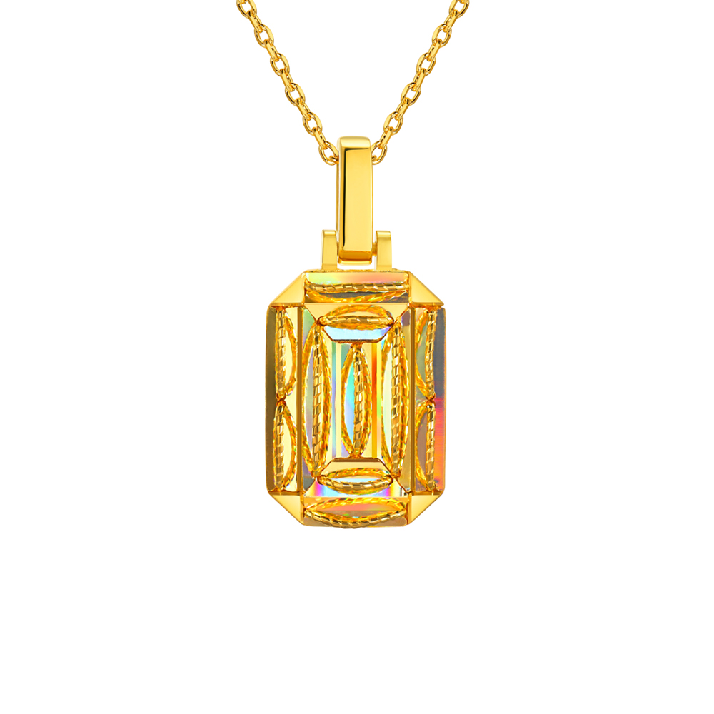 冰‧钻光影金系列"冰‧钻方糖"足金吊坠(清雅款)