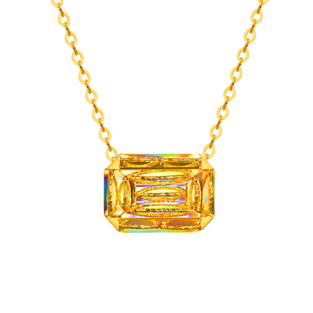 冰‧钻光影金系列"冰‧钻方糖"足金项链(清雅款)