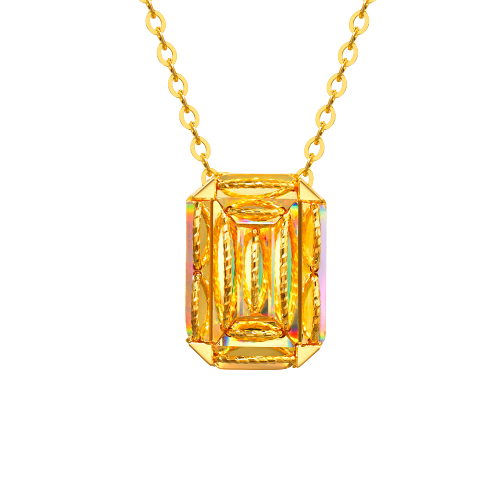 冰‧钻光影金系列"冰‧钻方糖"足金项链(清雅款)