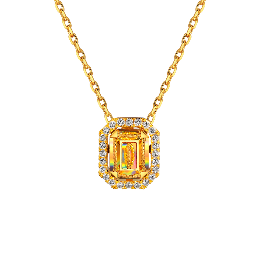 冰‧钻光影金系列"冰‧钻方糖"足金钻石项链(精致版)