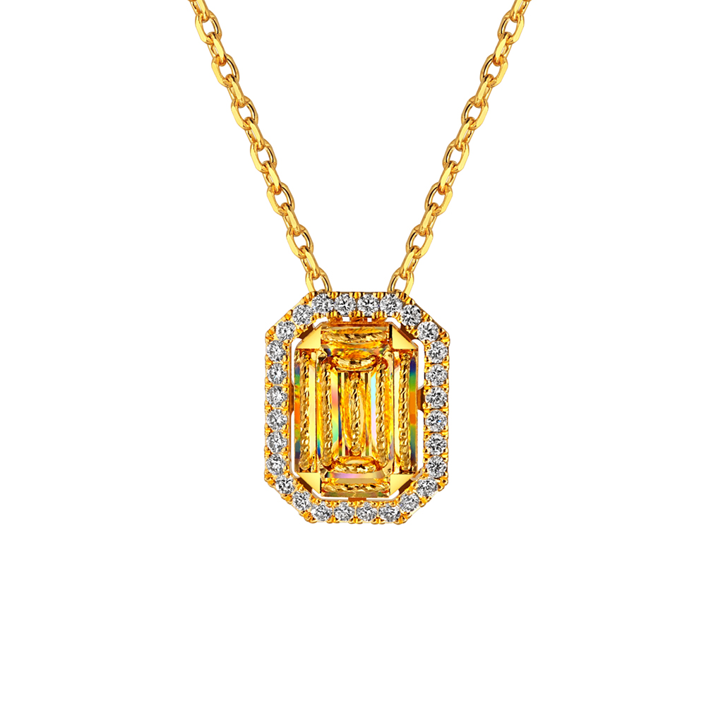 冰‧钻光影金系列"冰‧钻方糖"足金钻石项链(轻奢版)