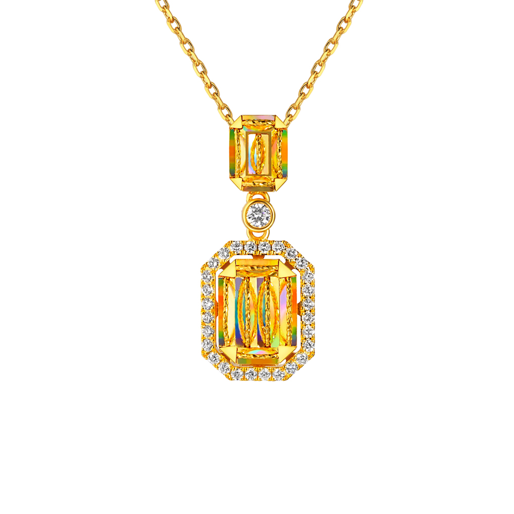 冰‧钻光影金系列"冰‧钻方糖"足金钻石项链(豪华版)