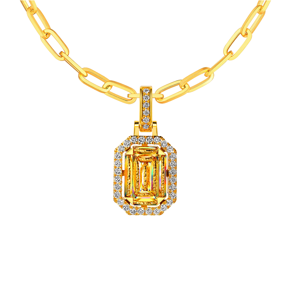 冰‧钻光影金系列"冰‧钻方糖"足金钻石吊坠(精致款)