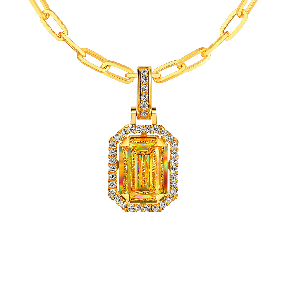 冰‧钻光影金系列"冰‧钻方糖"足金钻石吊坠(轻奢款)