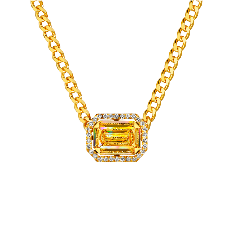 冰‧钻光影金系列"冰‧钻方糖"足金钻石项链(华丽款)(代言人同款)