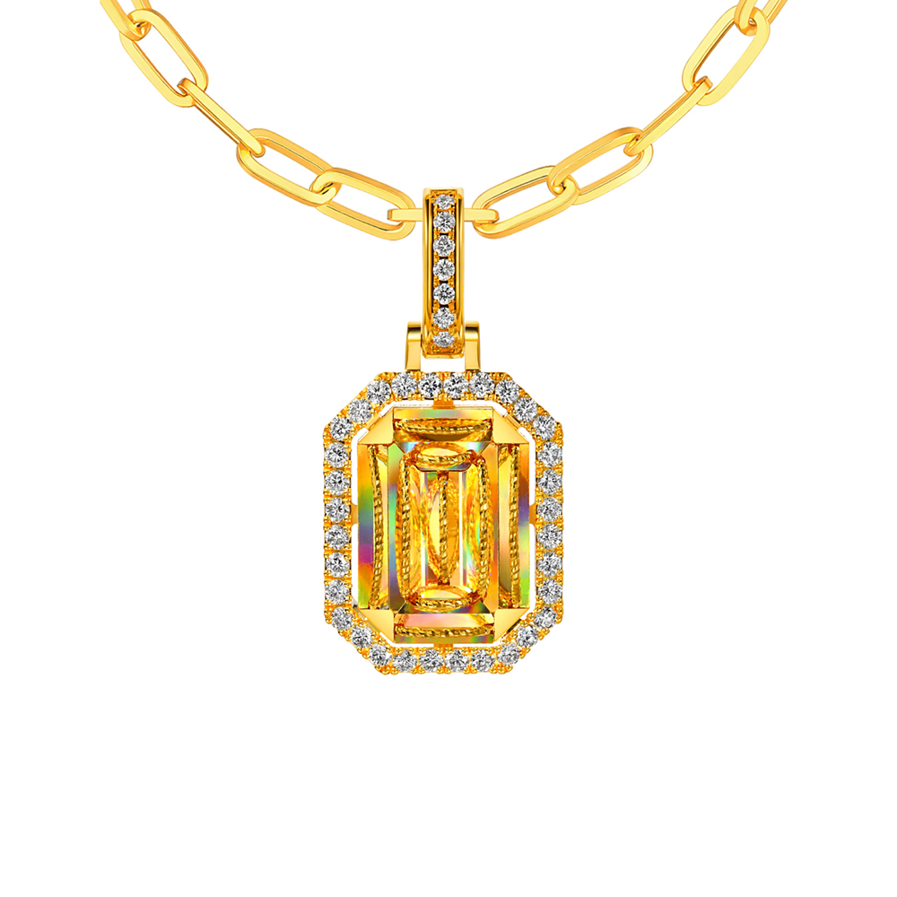 冰‧钻光影金系列"冰‧钻方糖"足金钻石吊坠(豪华版)(代言人同款)