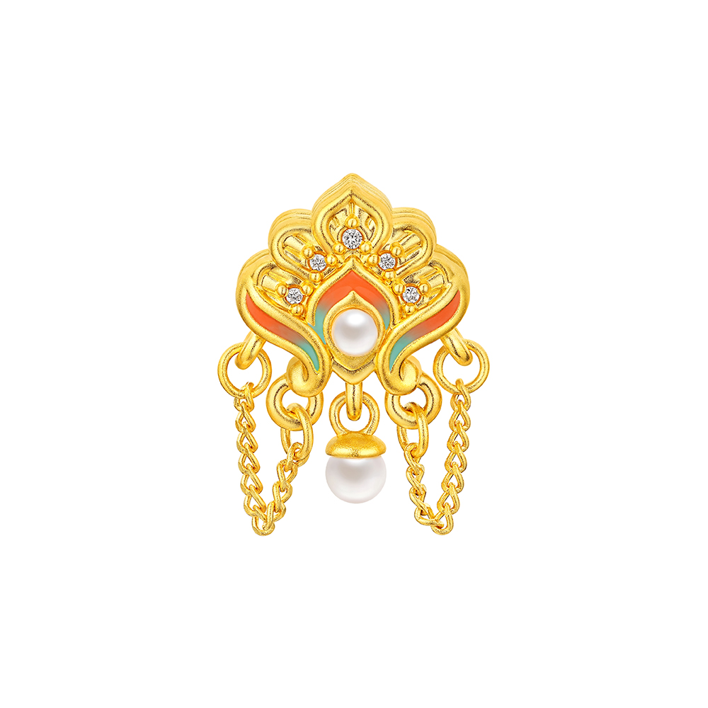 洛神水赋系列"金翠曳影"足金钻石珍珠串饰