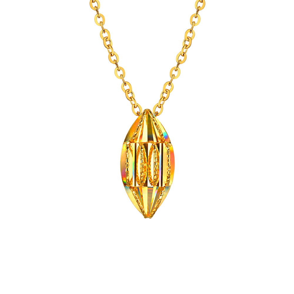 冰‧鑽光影金系列"冰‧鑽金欖"黃金項鏈