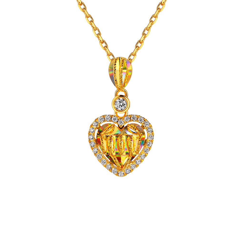 冰‧鑽光影金系列"冰‧鑽心願"黃金鑽石項鏈(豪華款)