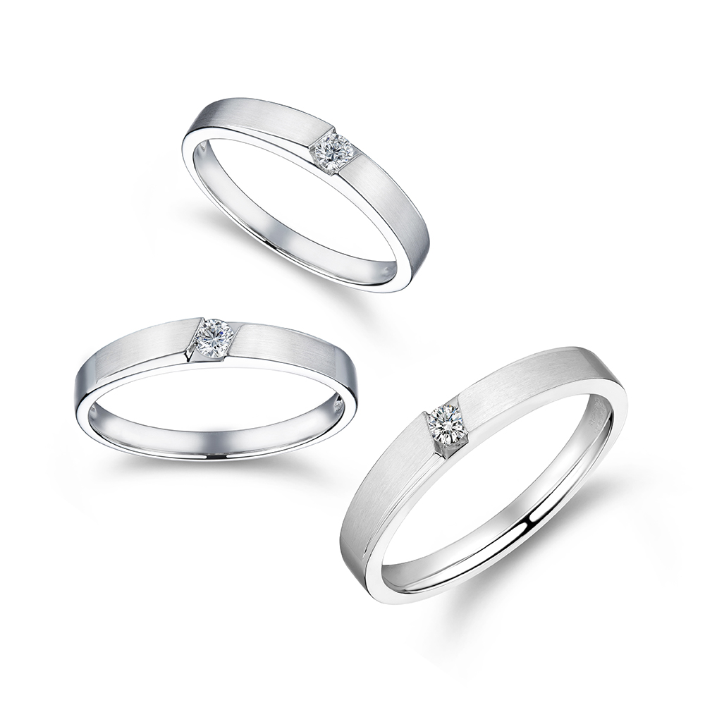 Wedding Collection “Love at First Glance” 18K White Gold Diamond Paired Rings
