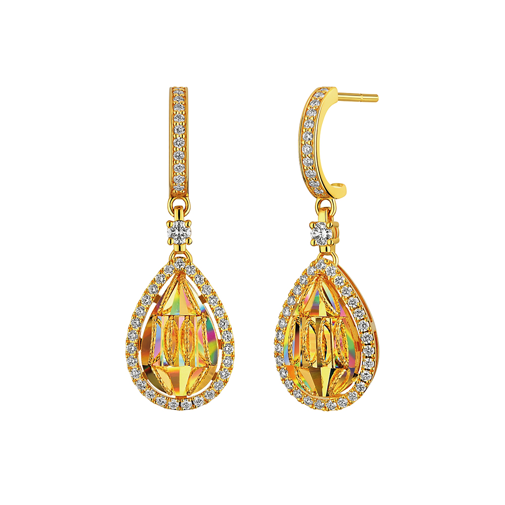 DiaBling Shimmering Gold “DiaBling Gold Dew” Gold Diamond Earrings (Affordable Luxury)