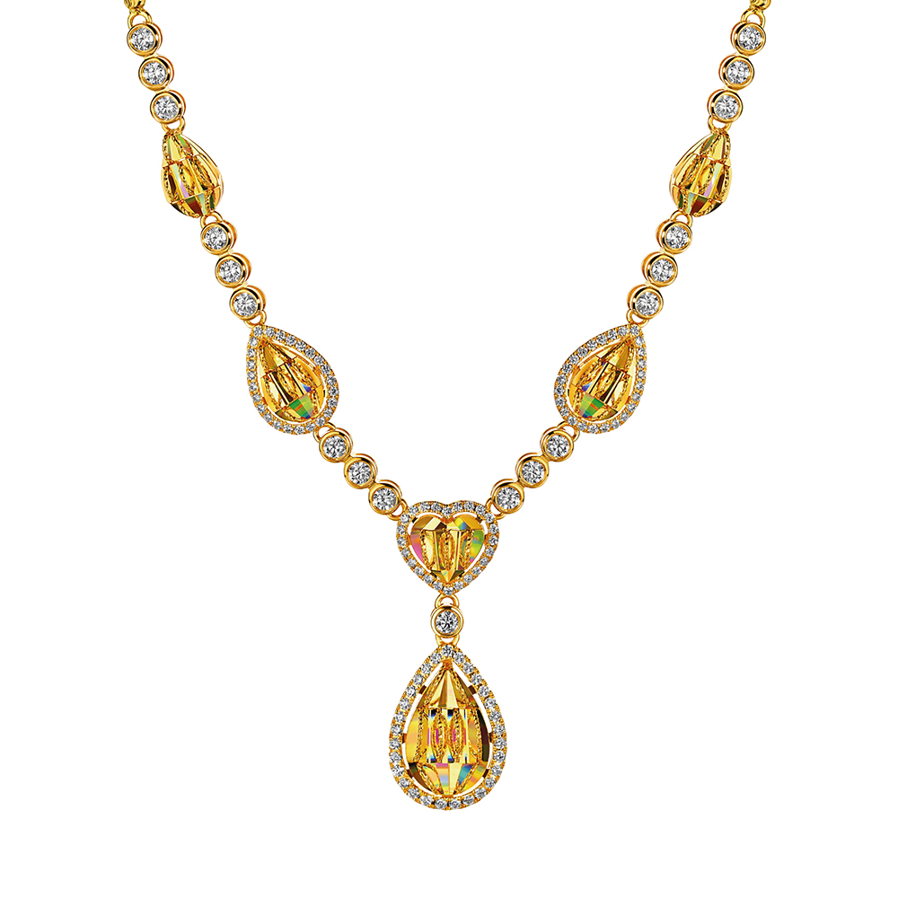 DiaBling Shimmering Gold “DiaBling Gold Dew” Gold Diamond Necklace 