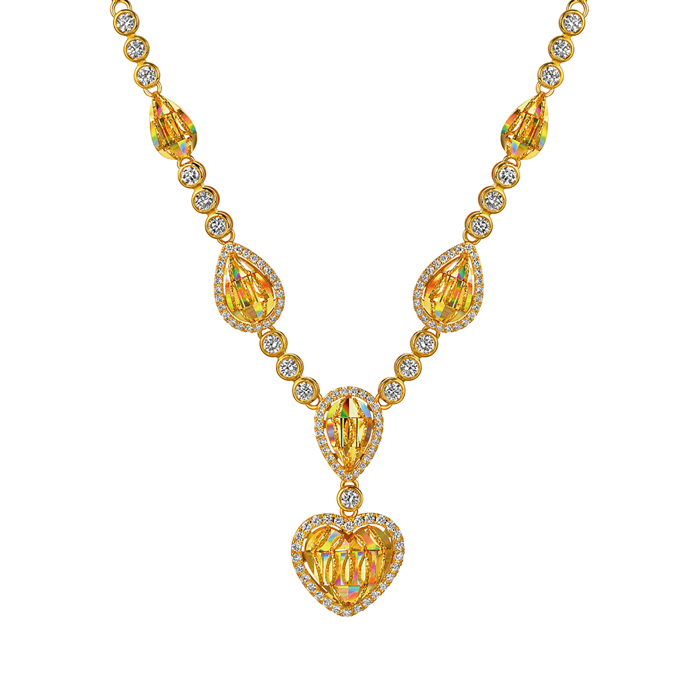 DiaBling Shimmering Gold “DiaBling Heart Wish” Gold Diamond Necklace