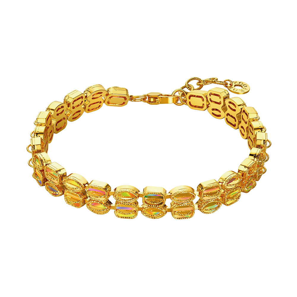 DiaBling Shimmering Gold “DiaBling Sugar Cube” Gold Bracelet (Elegant)