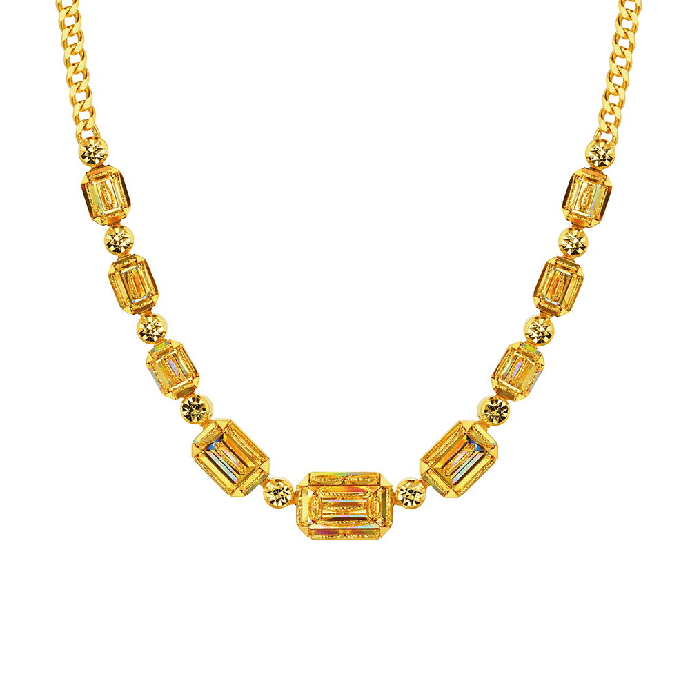 DiaBling Shimmering Gold “DiaBling Sugar Cube” Gold Necklace  (Affordable Luxury)